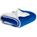 Micro Mink Sherpa Blanket 50"X60" (Embroidered)--Royal Blue ***FREE RUSH***